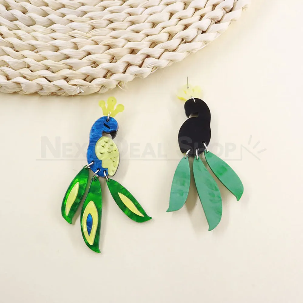 Colorful Peacock Earrings