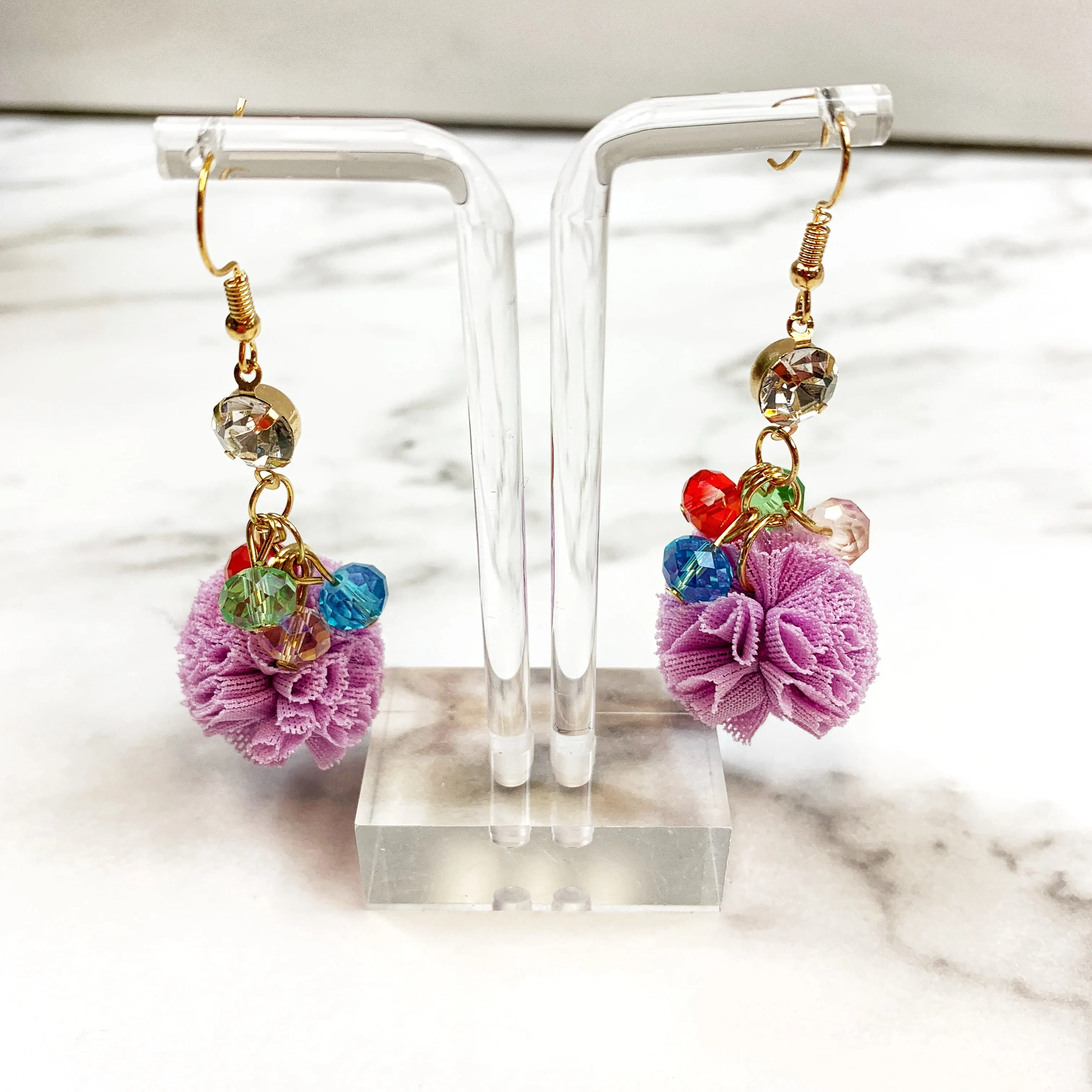Colorful Puff Earrings