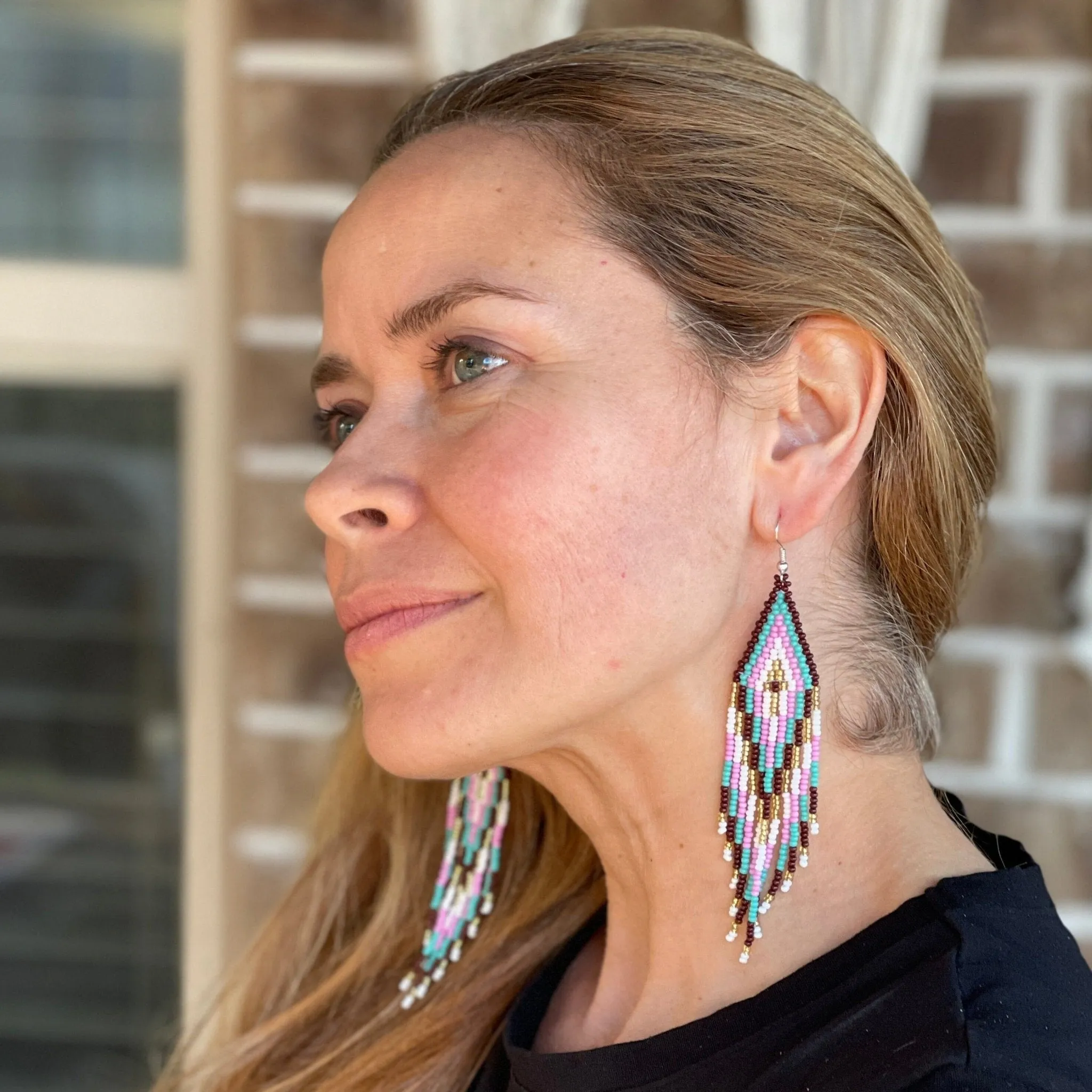 Cotton Candy Skies Beaded Boho Earrings | Native Embera Statement Earrings