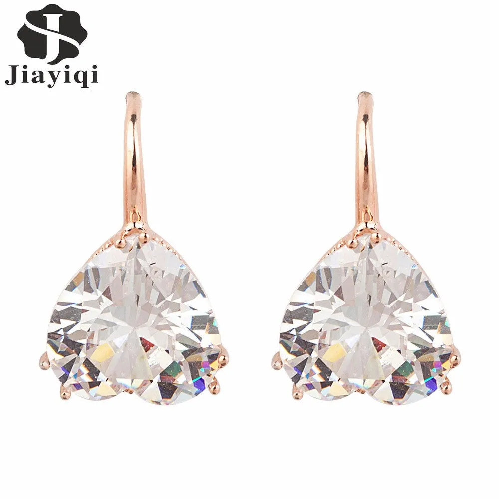 Crystal Heart Cubic Zircon Dangle Earrings