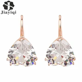 Crystal Heart Cubic Zircon Dangle Earrings