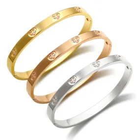 Cubic Zirconia Heart Crystal Cuff Bracelet Shiny Zircon Bangle Jewelry Gift