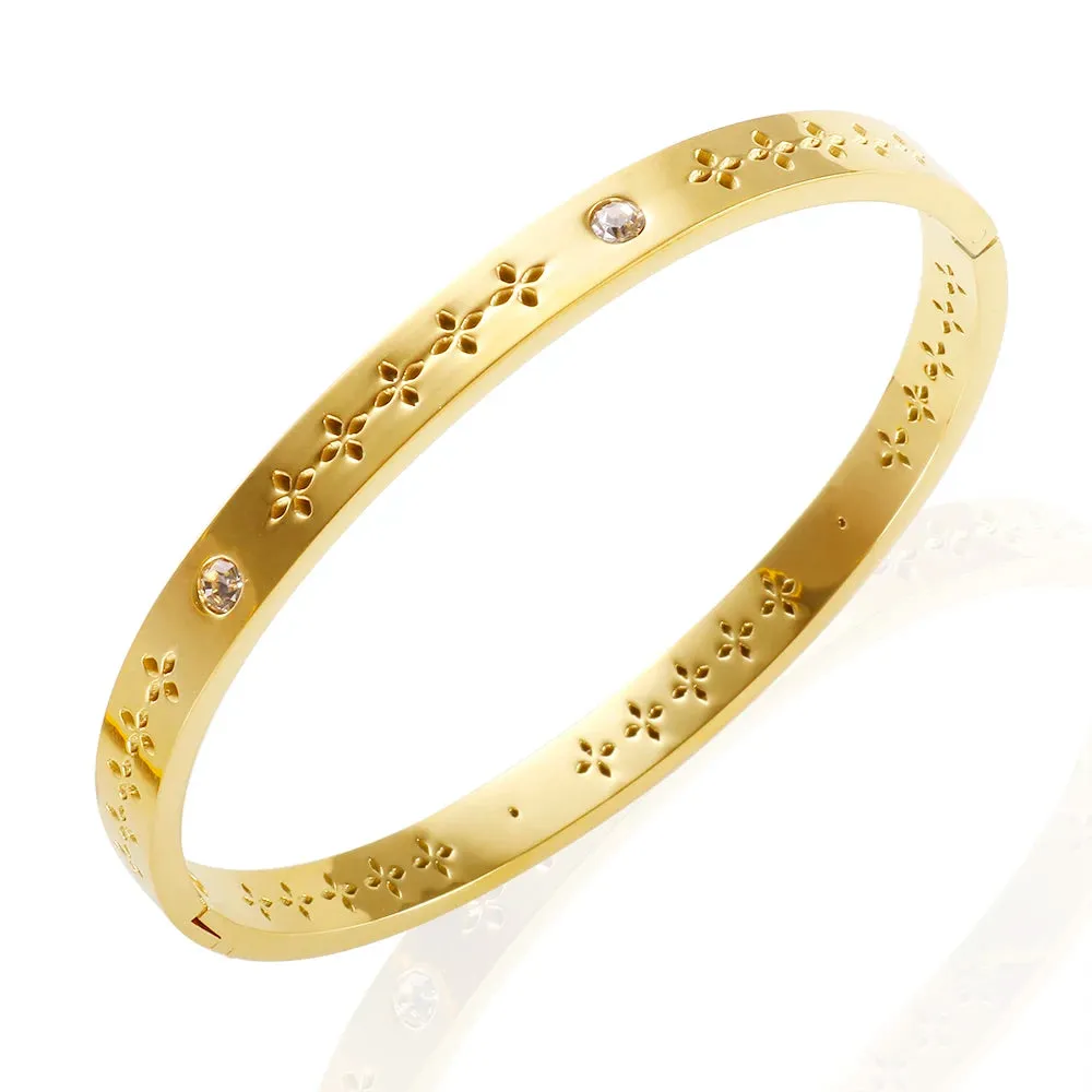 Cubic Zirconia Heart Crystal Cuff Bracelet Shiny Zircon Bangle Jewelry Gift