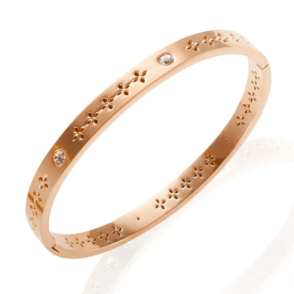 Cubic Zirconia Heart Crystal Cuff Bracelet Shiny Zircon Bangle Jewelry Gift