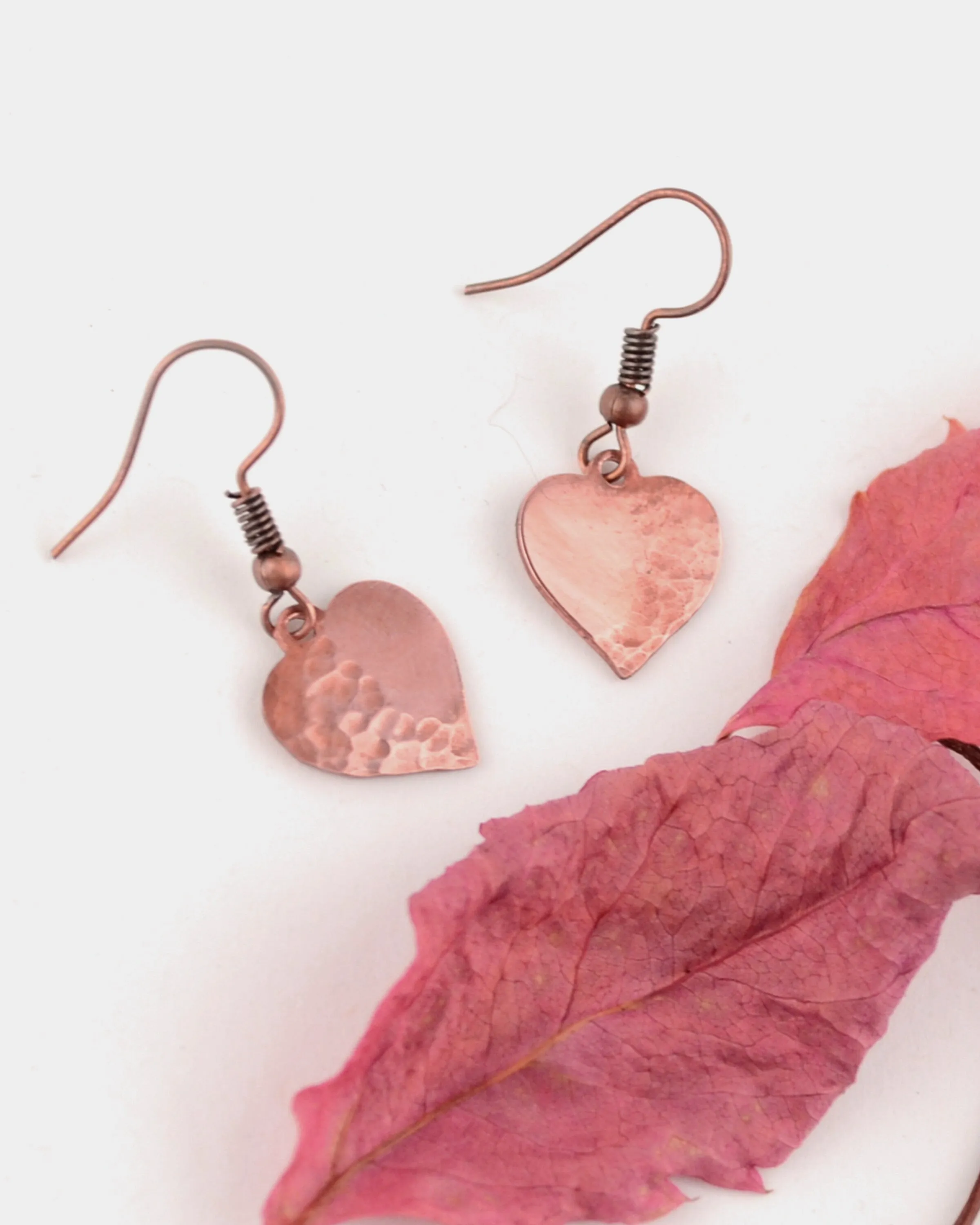 Dainty Copper Small Heart Earrings, Love jewelry, romantic gift Valentines gift