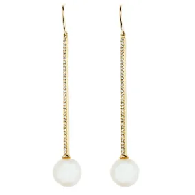 Diamond Candy Bar & Pearl BonBon Dangle Earrings