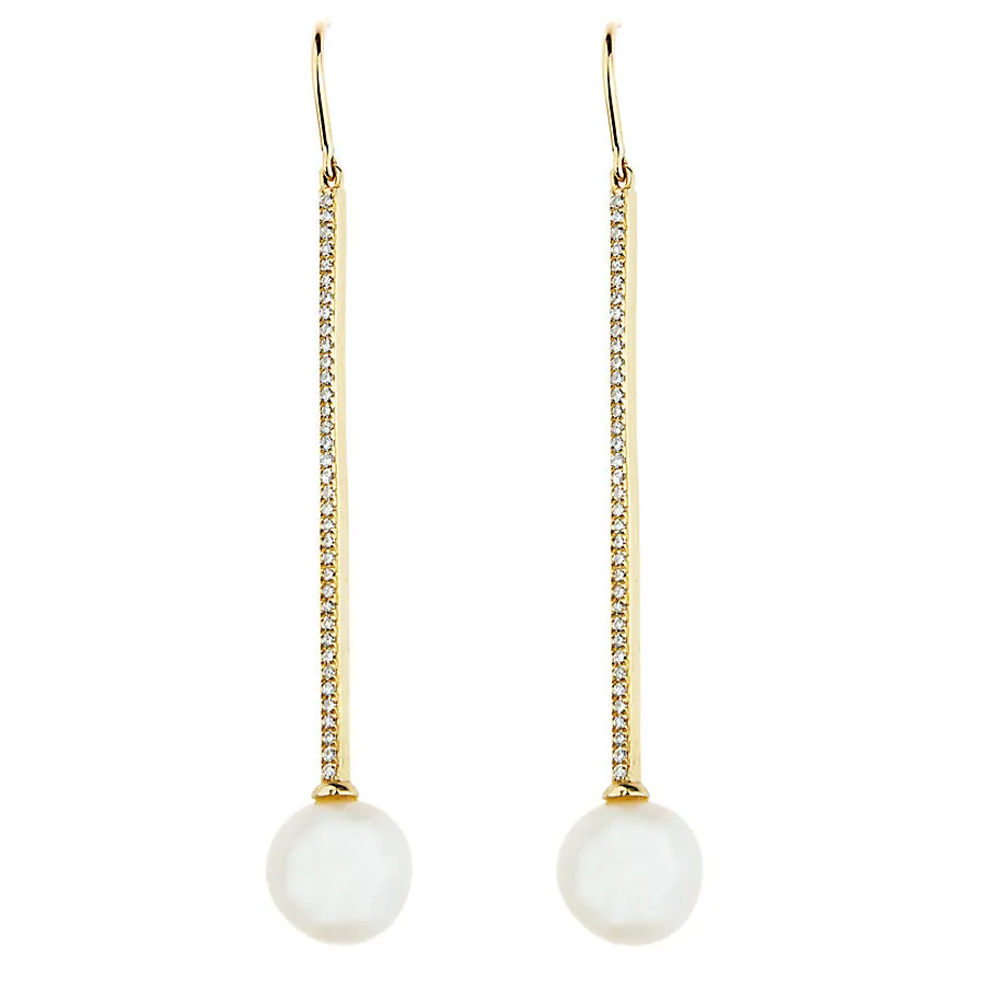 Diamond Candy Bar & Pearl BonBon Dangle Earrings
