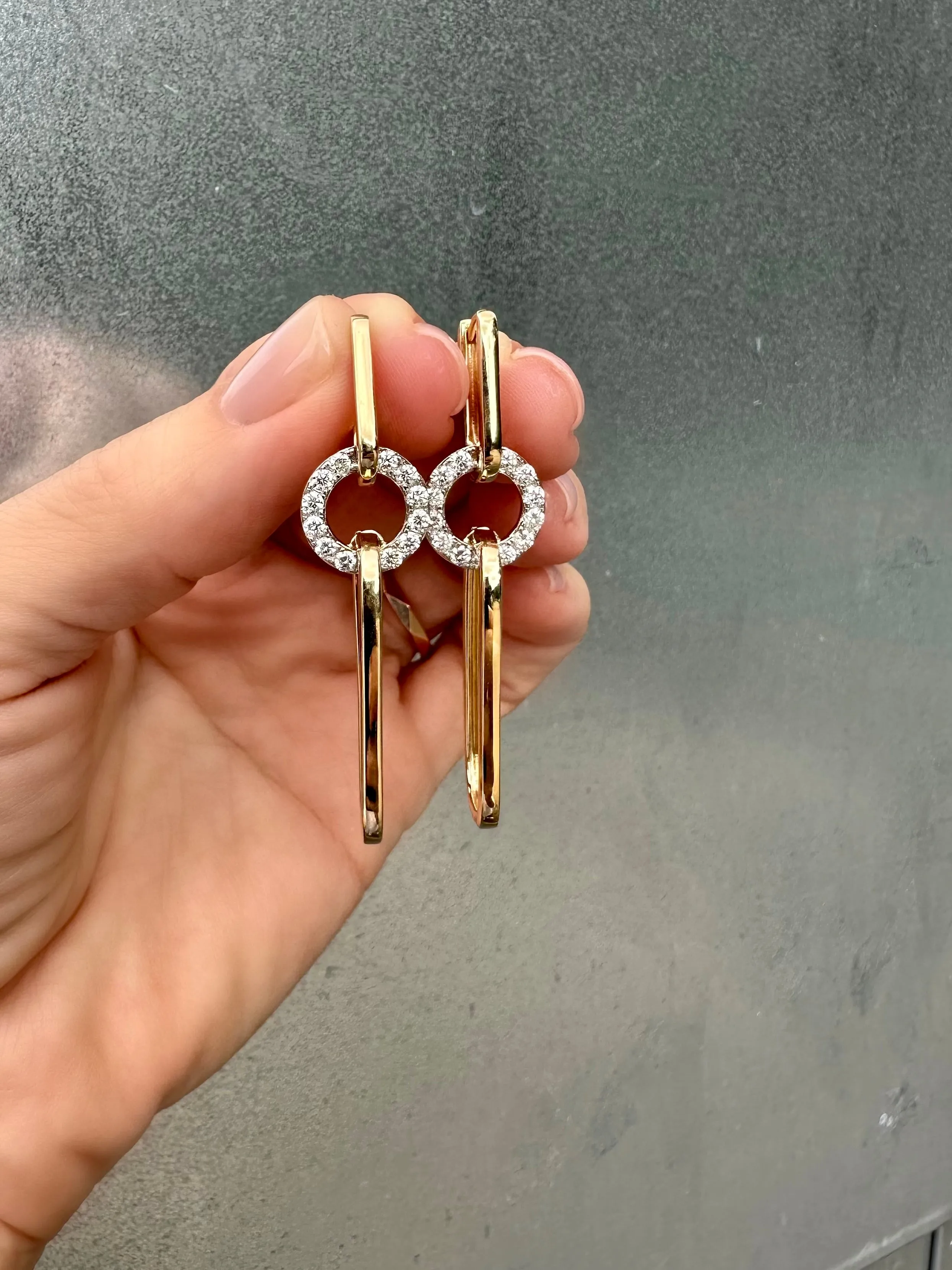 Diamond   Gold Linked Paperclip Earrings