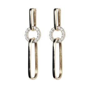 Diamond   Gold Linked Paperclip Earrings