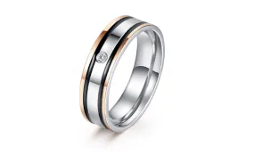Elegant Double Black Border With CZ Stone Fashion Ring (6,7,8)