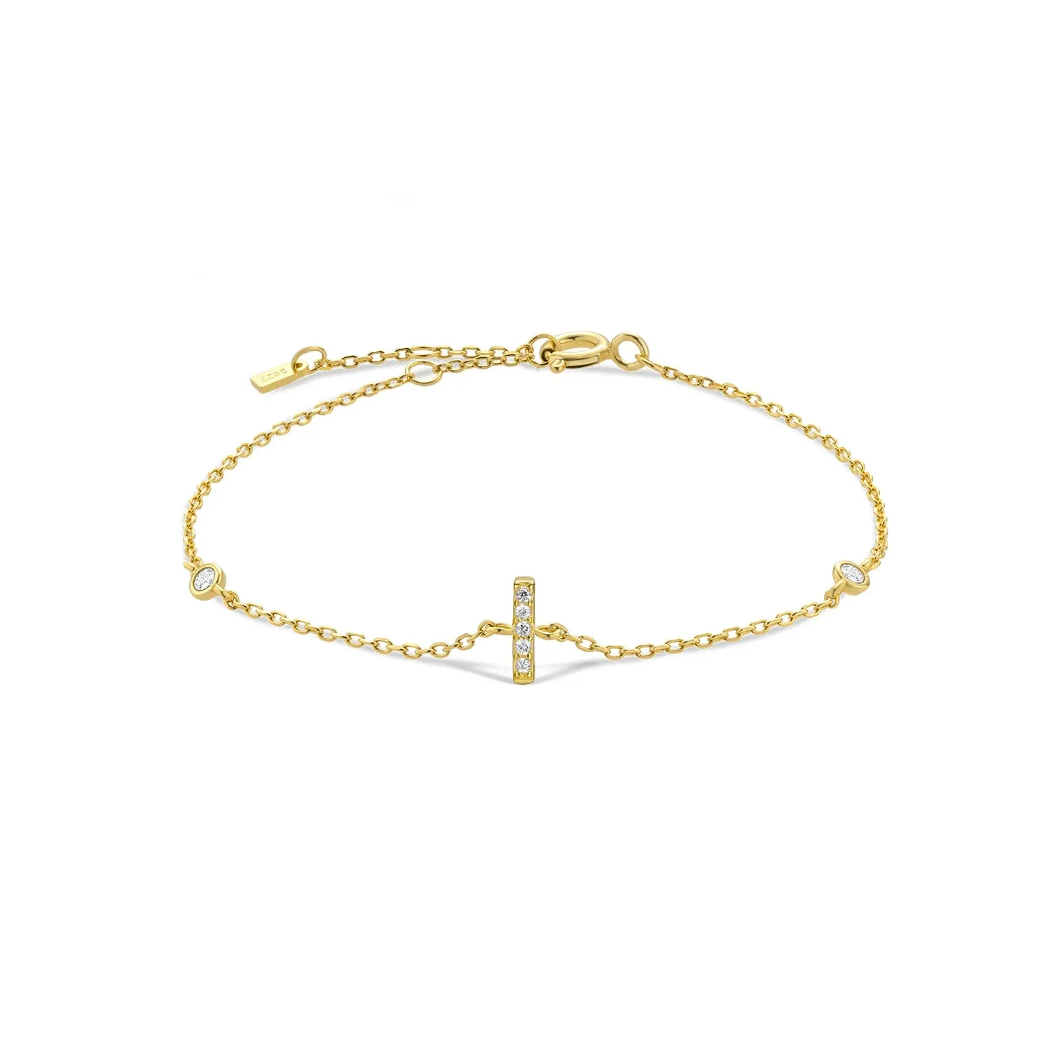 Exquisite Crystal Initials Alphabet Letters 925 Sterling Silver Chain Bracelets for Women Fine Jewelry Accessories