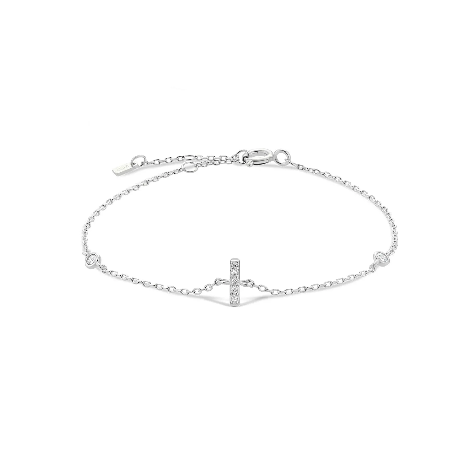 Exquisite Crystal Initials Alphabet Letters 925 Sterling Silver Chain Bracelets for Women Fine Jewelry Accessories
