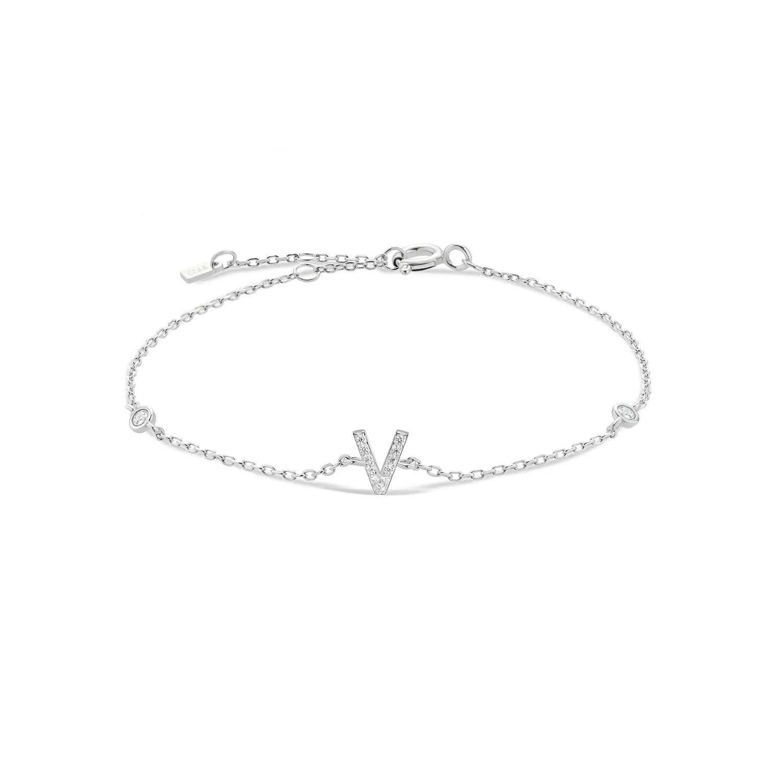 Exquisite Crystal Initials Alphabet Letters 925 Sterling Silver Chain Bracelets for Women Fine Jewelry Accessories