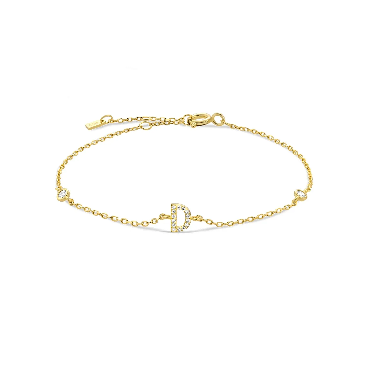 Exquisite Crystal Initials Alphabet Letters 925 Sterling Silver Chain Bracelets for Women Fine Jewelry Accessories