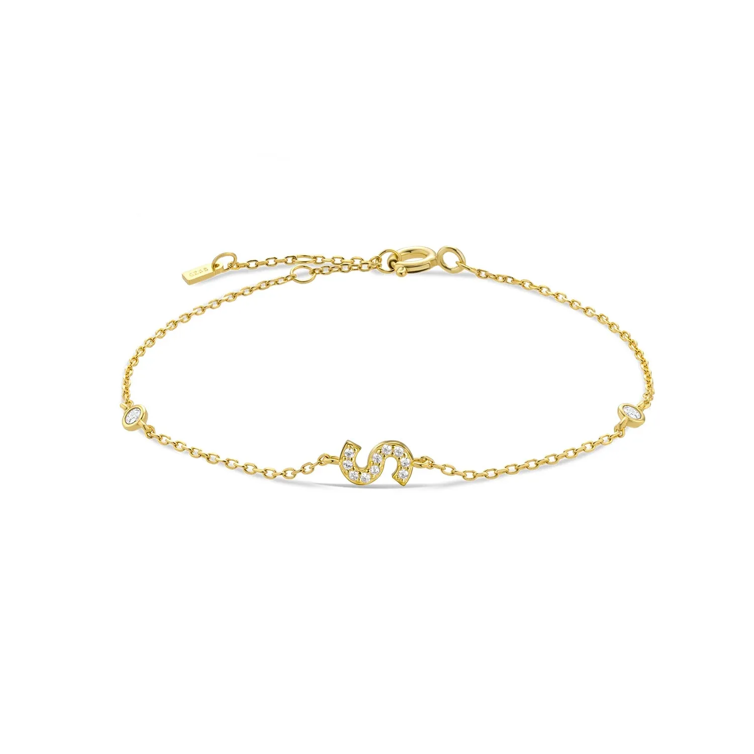 Exquisite Crystal Initials Alphabet Letters 925 Sterling Silver Chain Bracelets for Women Fine Jewelry Accessories