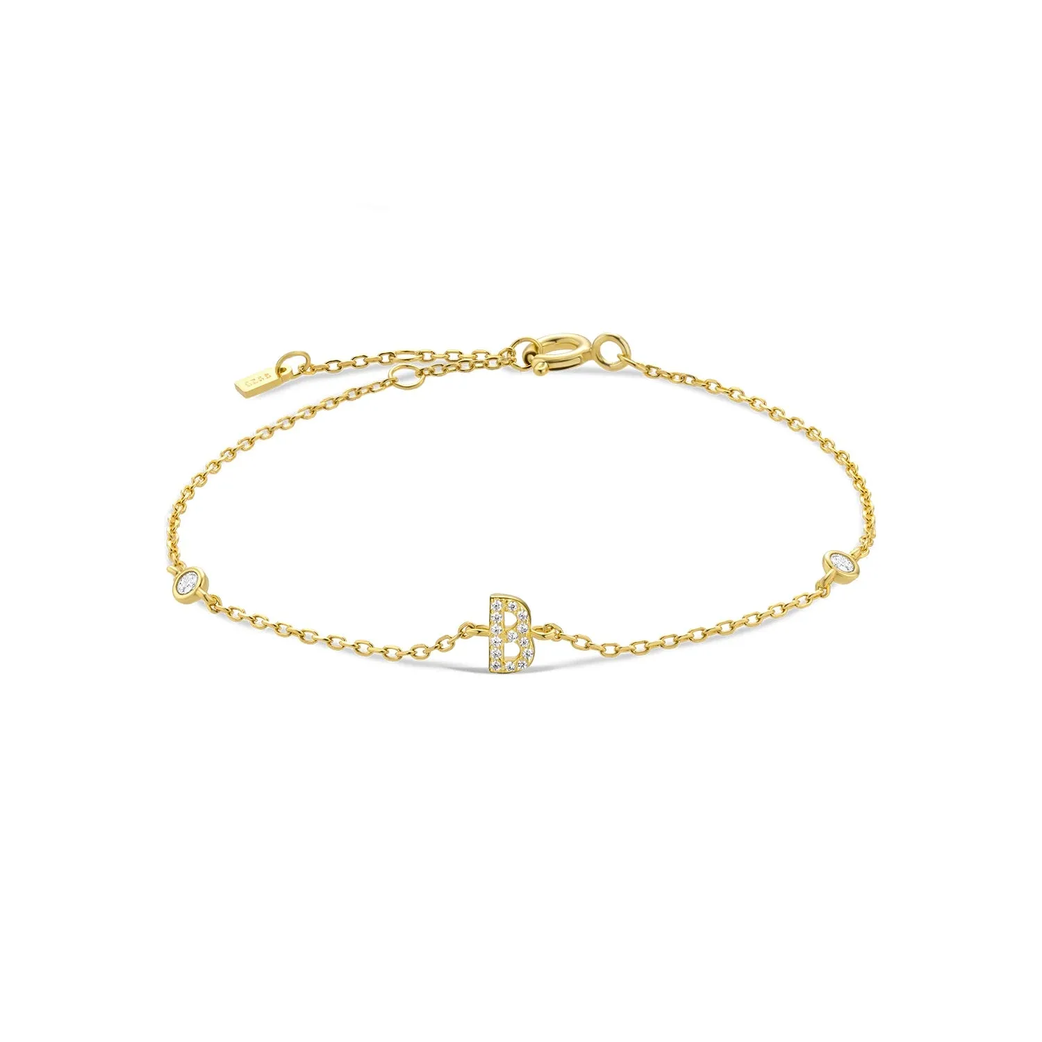 Exquisite Crystal Initials Alphabet Letters 925 Sterling Silver Chain Bracelets for Women Fine Jewelry Accessories