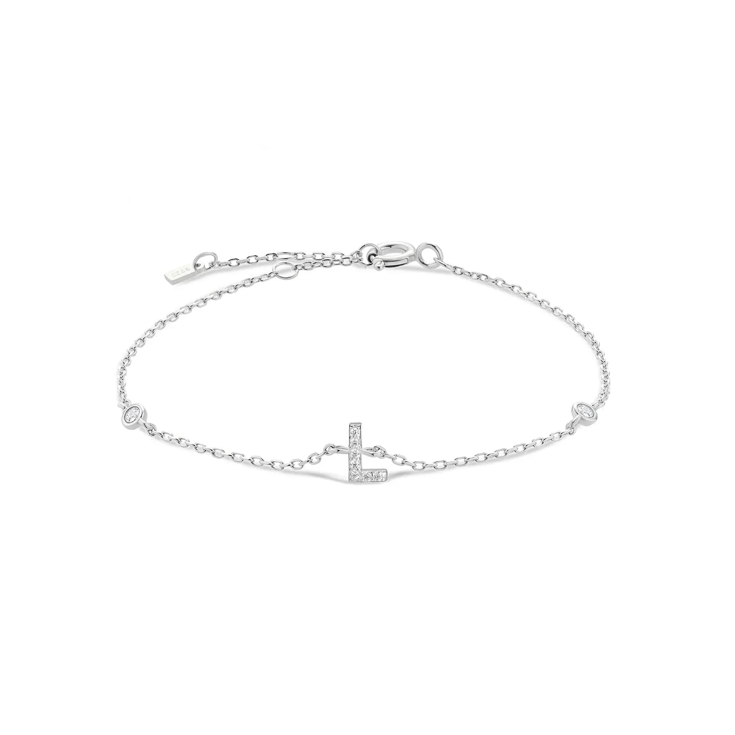 Exquisite Crystal Initials Alphabet Letters 925 Sterling Silver Chain Bracelets for Women Fine Jewelry Accessories