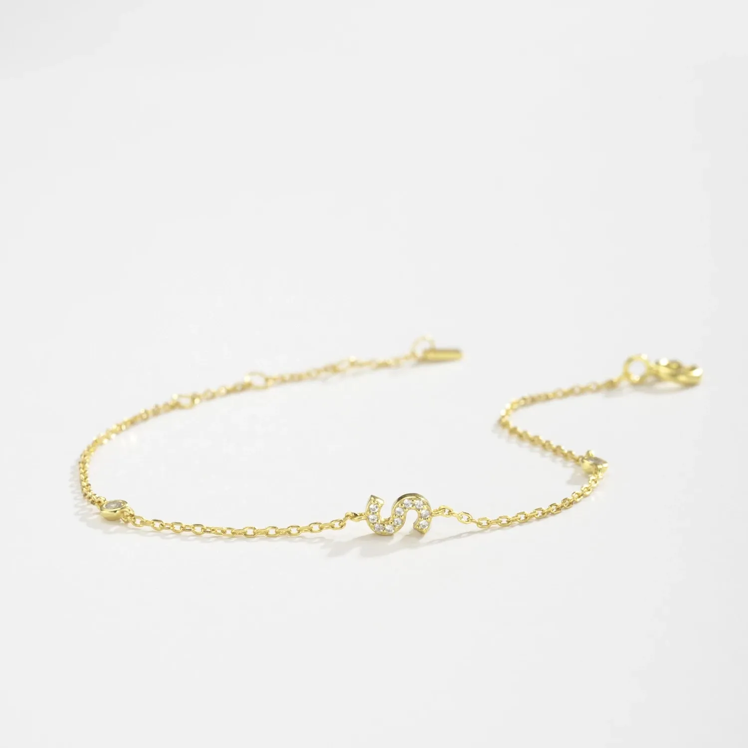 Exquisite Crystal Initials Alphabet Letters 925 Sterling Silver Chain Bracelets for Women Fine Jewelry Accessories