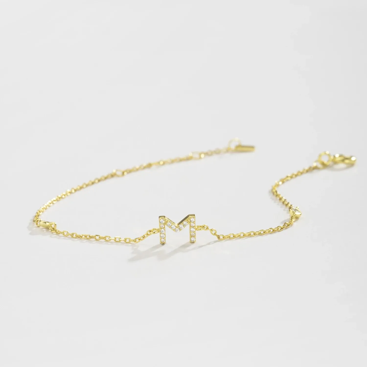 Exquisite Crystal Initials Alphabet Letters 925 Sterling Silver Chain Bracelets for Women Fine Jewelry Accessories