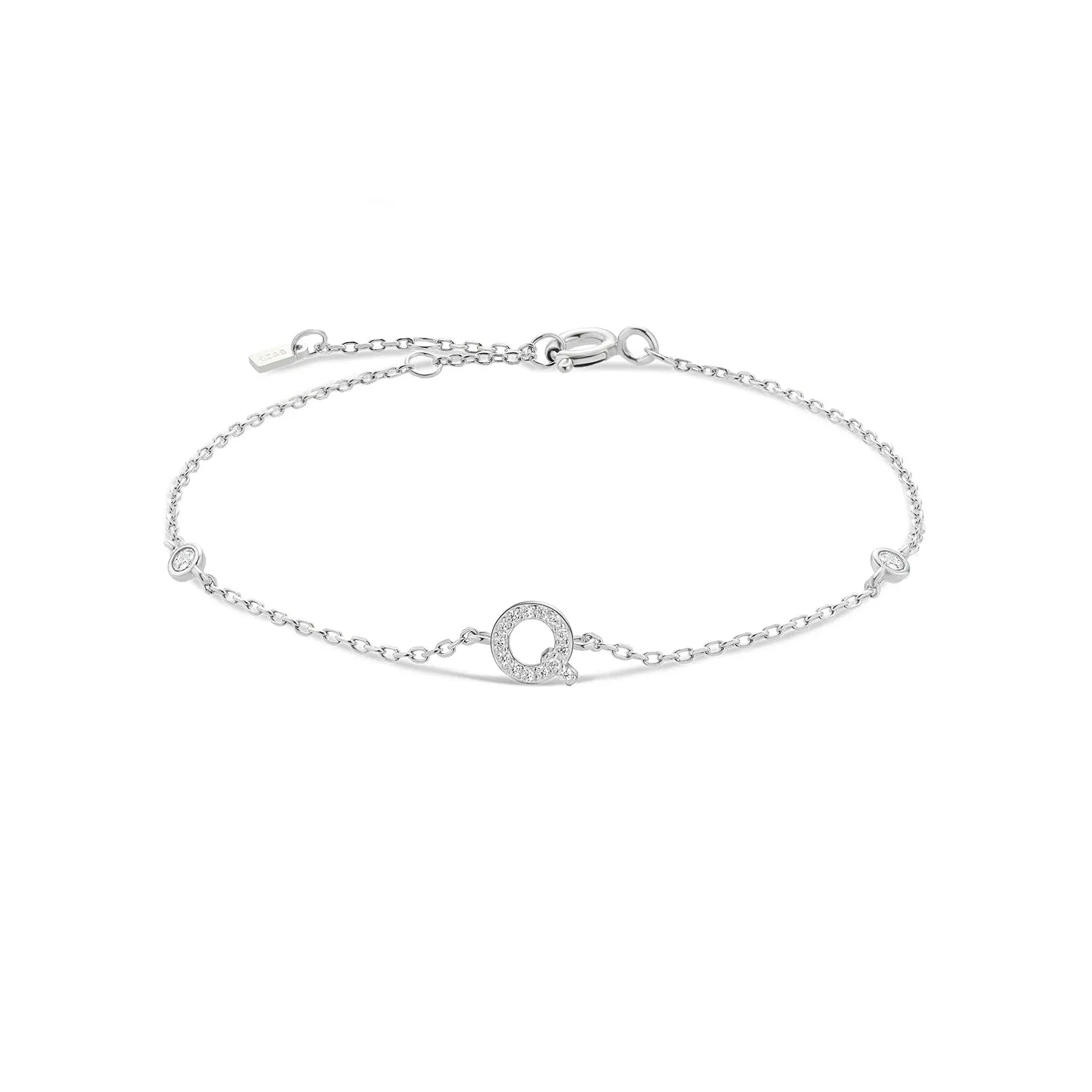 Exquisite Crystal Initials Alphabet Letters 925 Sterling Silver Chain Bracelets for Women Fine Jewelry Accessories