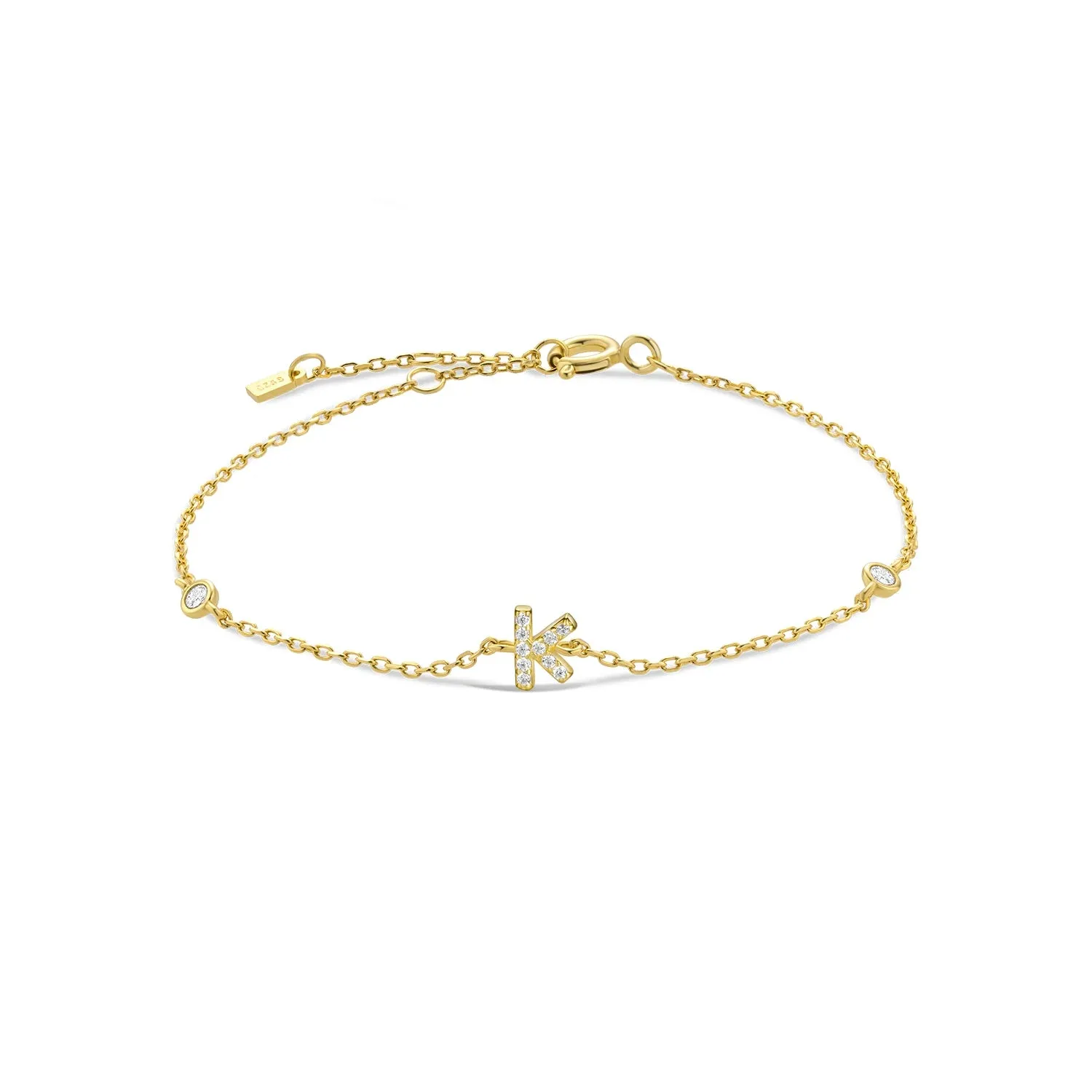 Exquisite Crystal Initials Alphabet Letters 925 Sterling Silver Chain Bracelets for Women Fine Jewelry Accessories