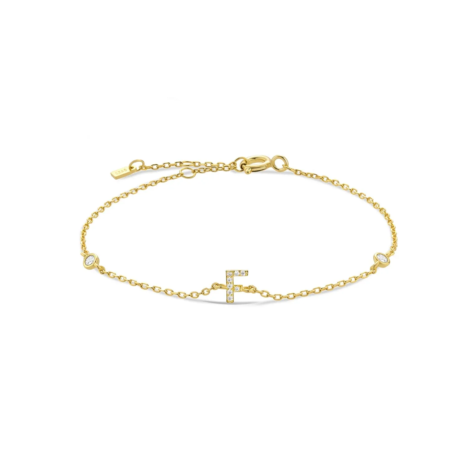 Exquisite Crystal Initials Alphabet Letters 925 Sterling Silver Chain Bracelets for Women Fine Jewelry Accessories