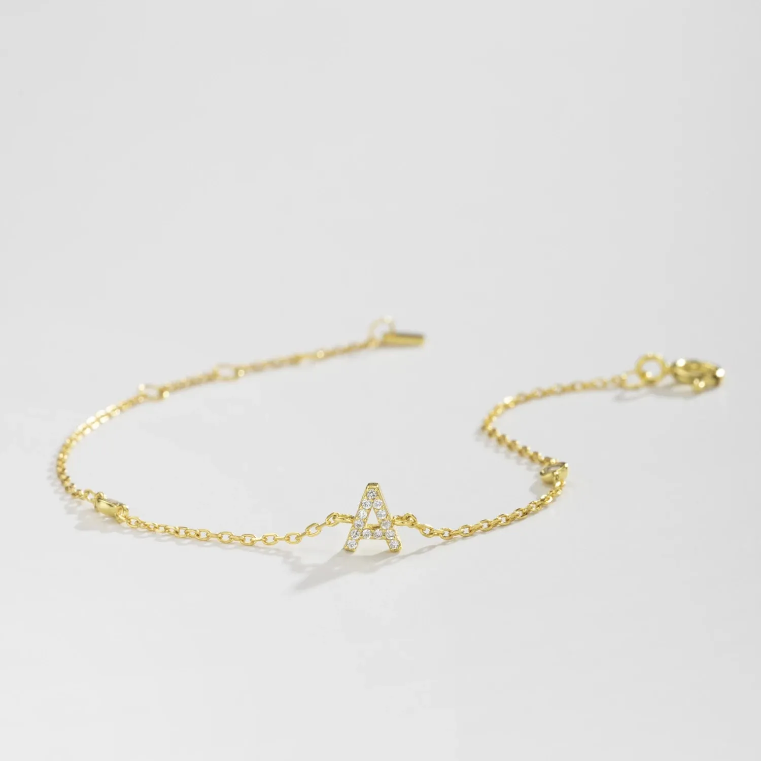 Exquisite Crystal Initials Alphabet Letters 925 Sterling Silver Chain Bracelets for Women Fine Jewelry Accessories