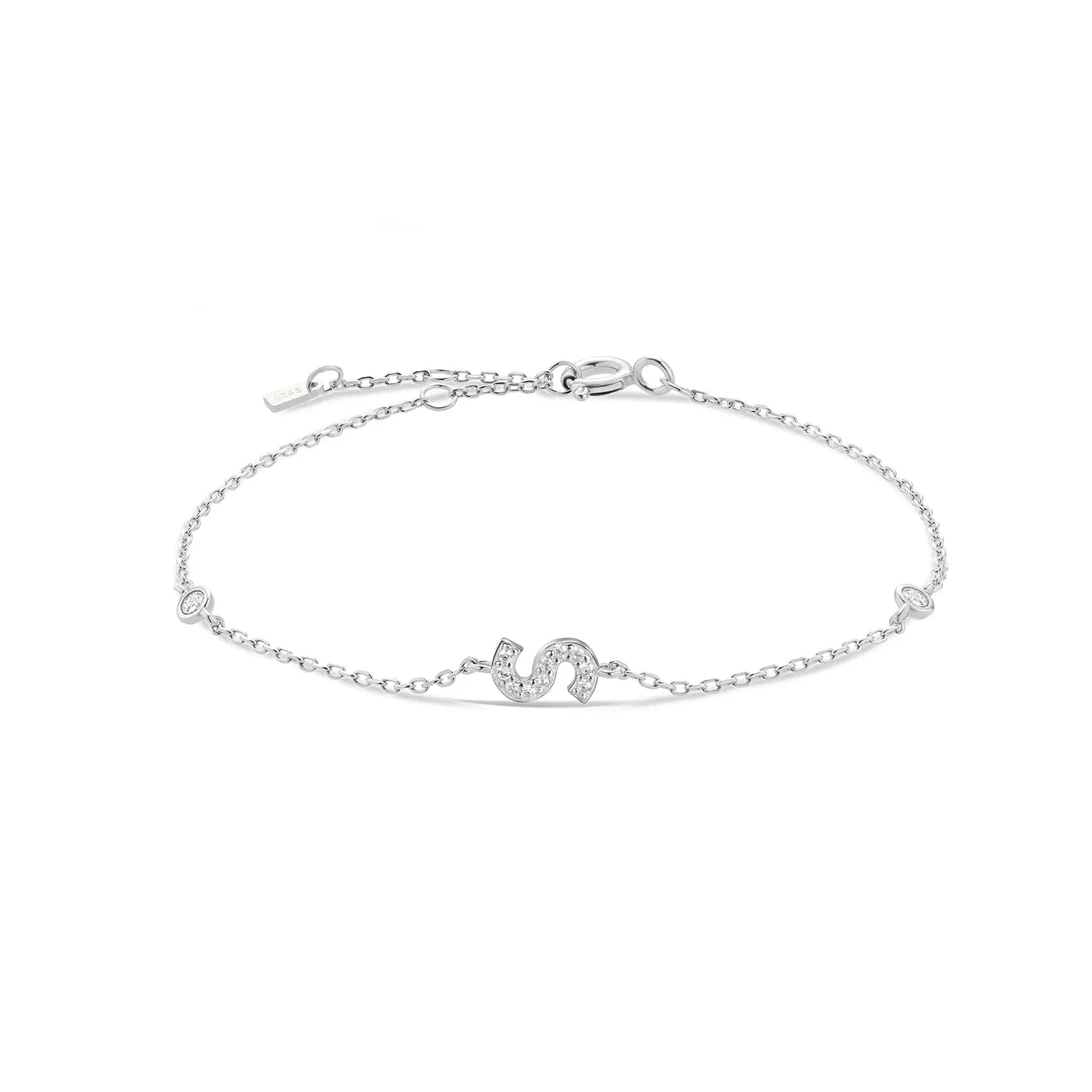Exquisite Crystal Initials Alphabet Letters 925 Sterling Silver Chain Bracelets for Women Fine Jewelry Accessories