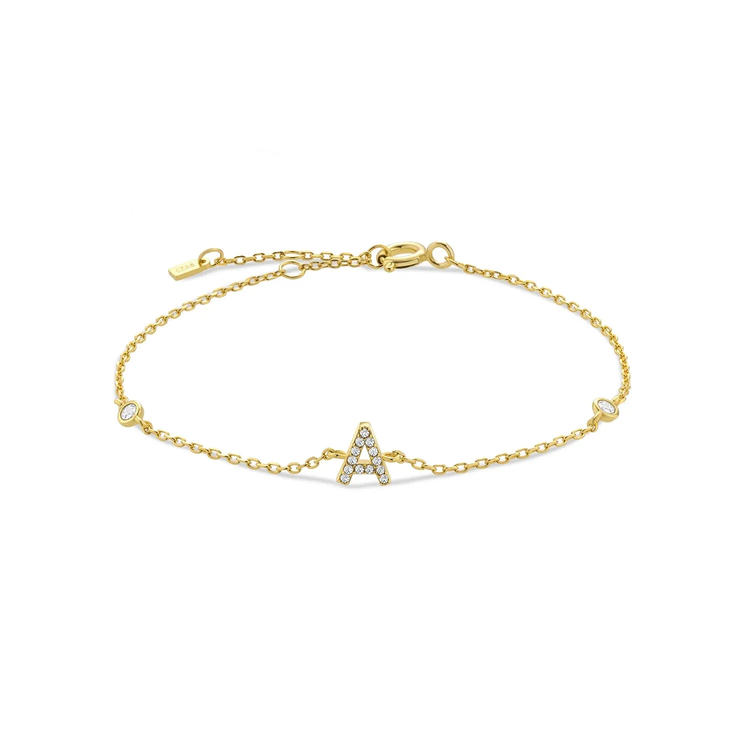 Exquisite Crystal Initials Alphabet Letters 925 Sterling Silver Chain Bracelets for Women Fine Jewelry Accessories