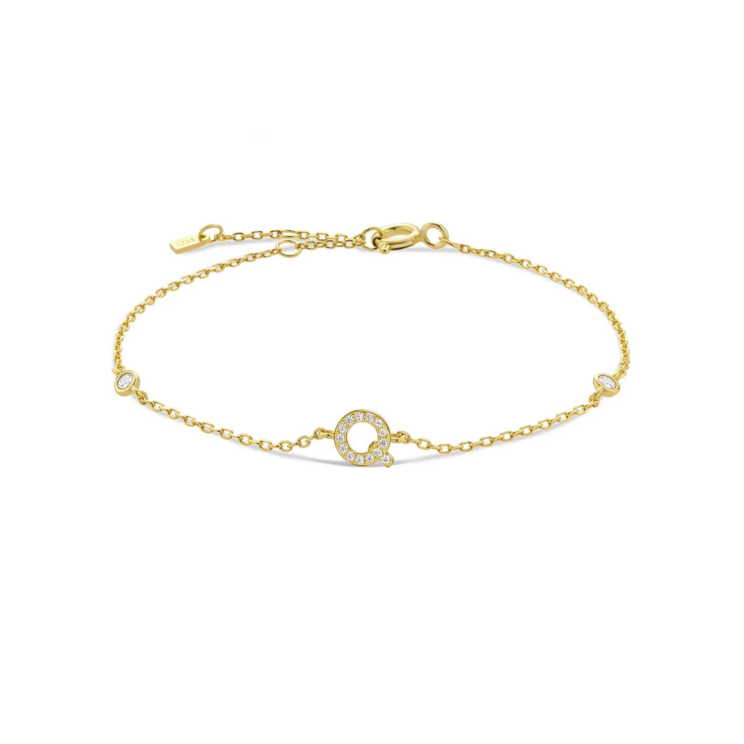 Exquisite Crystal Initials Alphabet Letters 925 Sterling Silver Chain Bracelets for Women Fine Jewelry Accessories