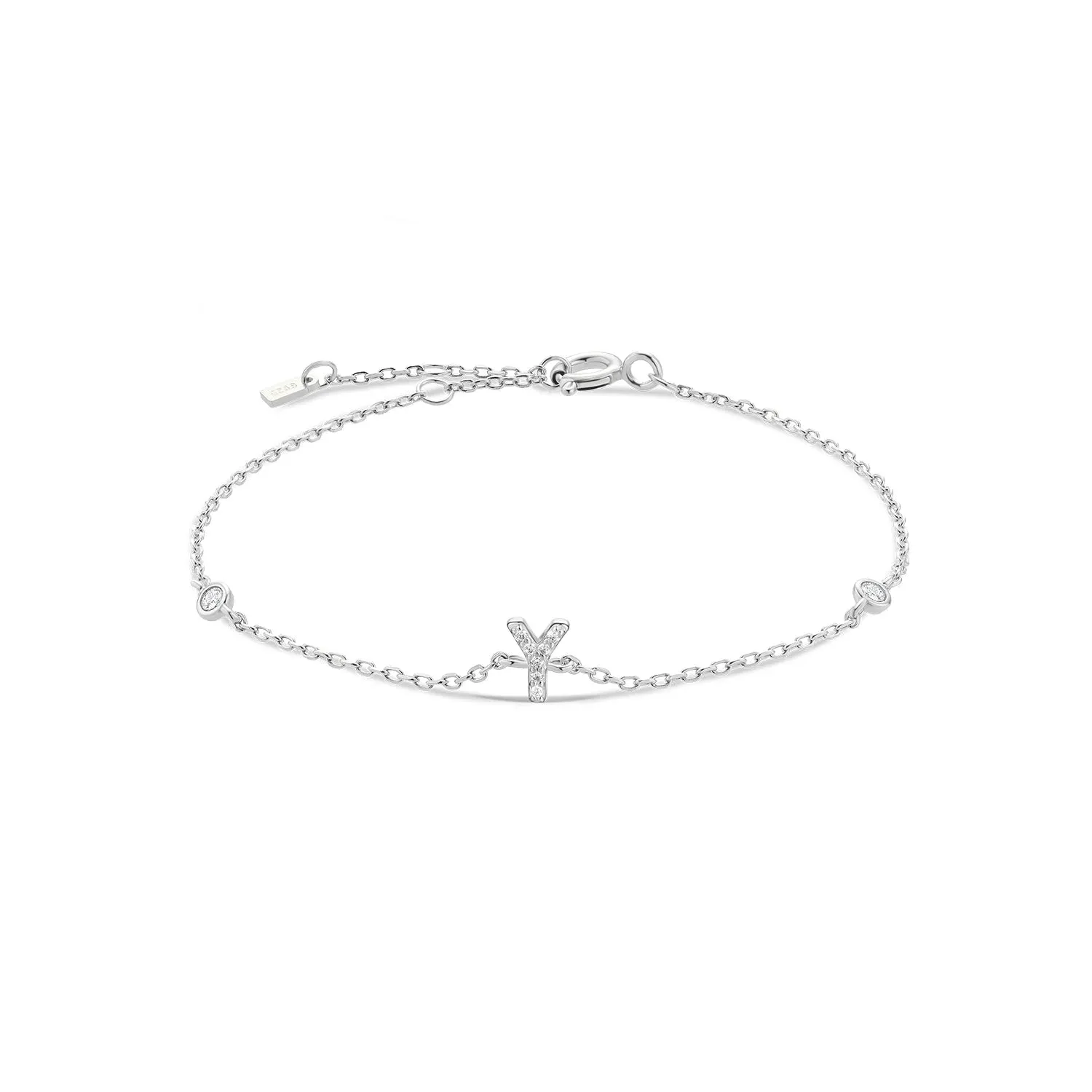 Exquisite Crystal Initials Alphabet Letters 925 Sterling Silver Chain Bracelets for Women Fine Jewelry Accessories