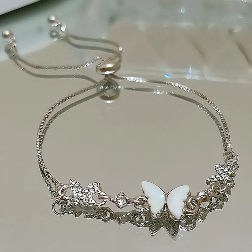 Exquisite Crystals Butterfly Paved Bracelet for Women Luxury Dainty Temperament Fashion Jewelry Accessory