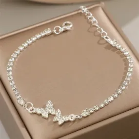 Exquisite Crystals Butterfly Paved Bracelet for Women Luxury Dainty Temperament Fashion Jewelry Accessory