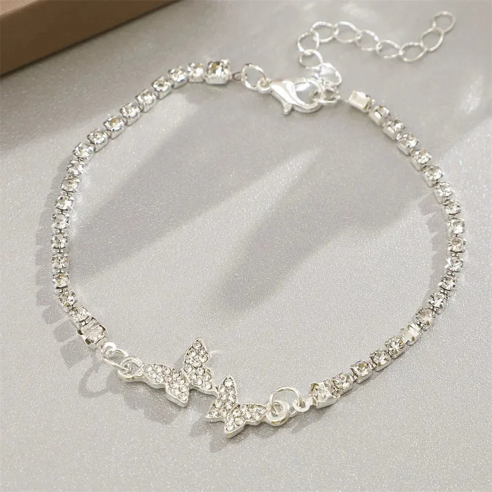 Exquisite Crystals Butterfly Paved Bracelet for Women Luxury Dainty Temperament Fashion Jewelry Accessory