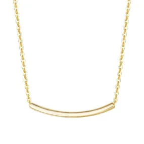 FANCIME “Tube Lines” Smile Gold Bar 14K Yellow Gold Necklace