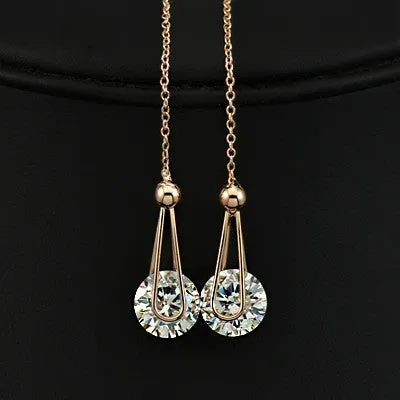 Fashion 2 carat AAA  Cubic Zircon Diamond Drop Line Long Earrings