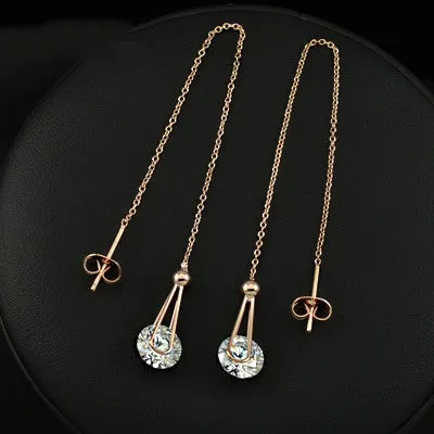 Fashion 2 carat AAA  Cubic Zircon Diamond Drop Line Long Earrings