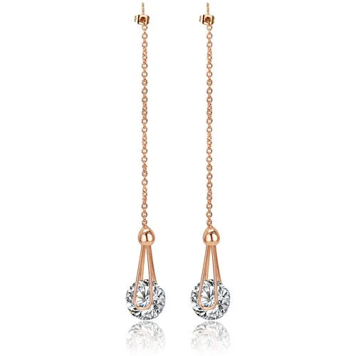 Fashion 2 carat AAA  Cubic Zircon Diamond Drop Line Long Earrings