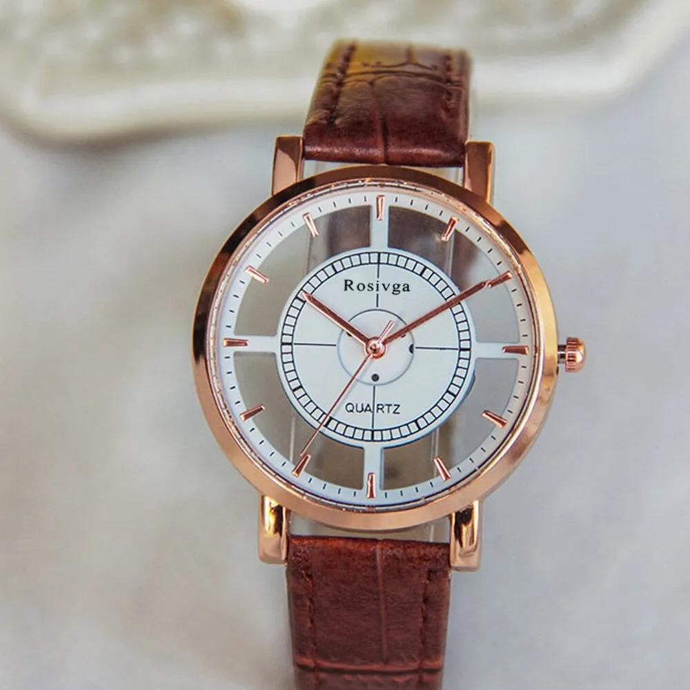 Fashion Women's Luxury Unique Stylish Double Hollow Casual Quartz Watches