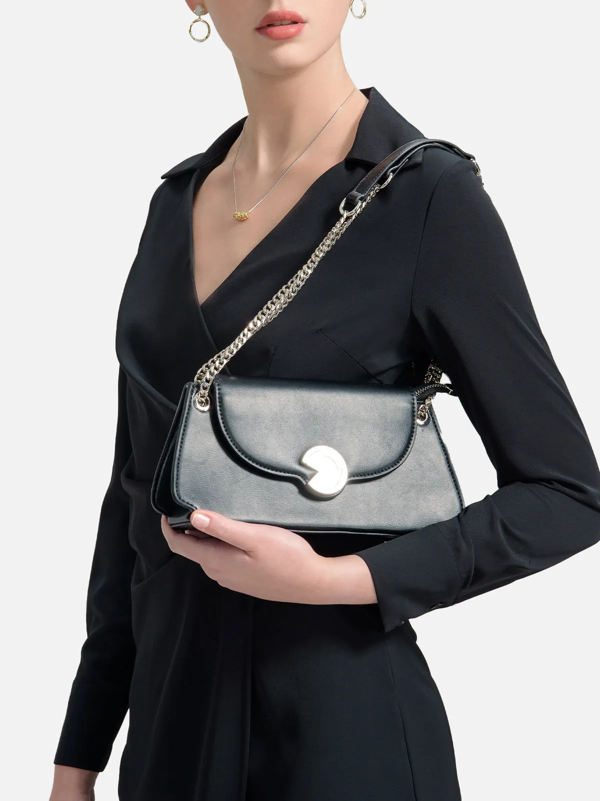 Faux Leather Shoulder Bag