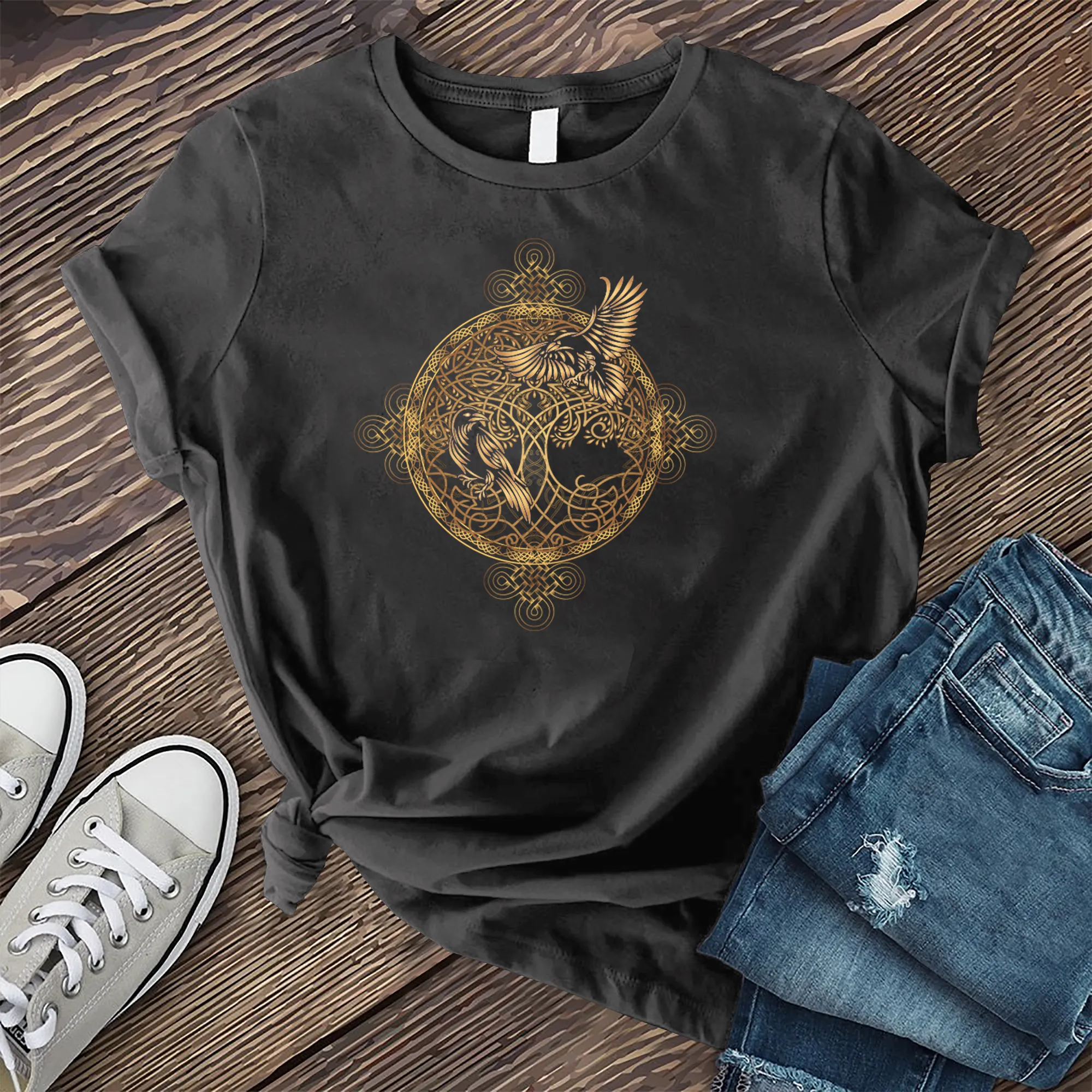 Gleaming Raven Mandala T-Shirt