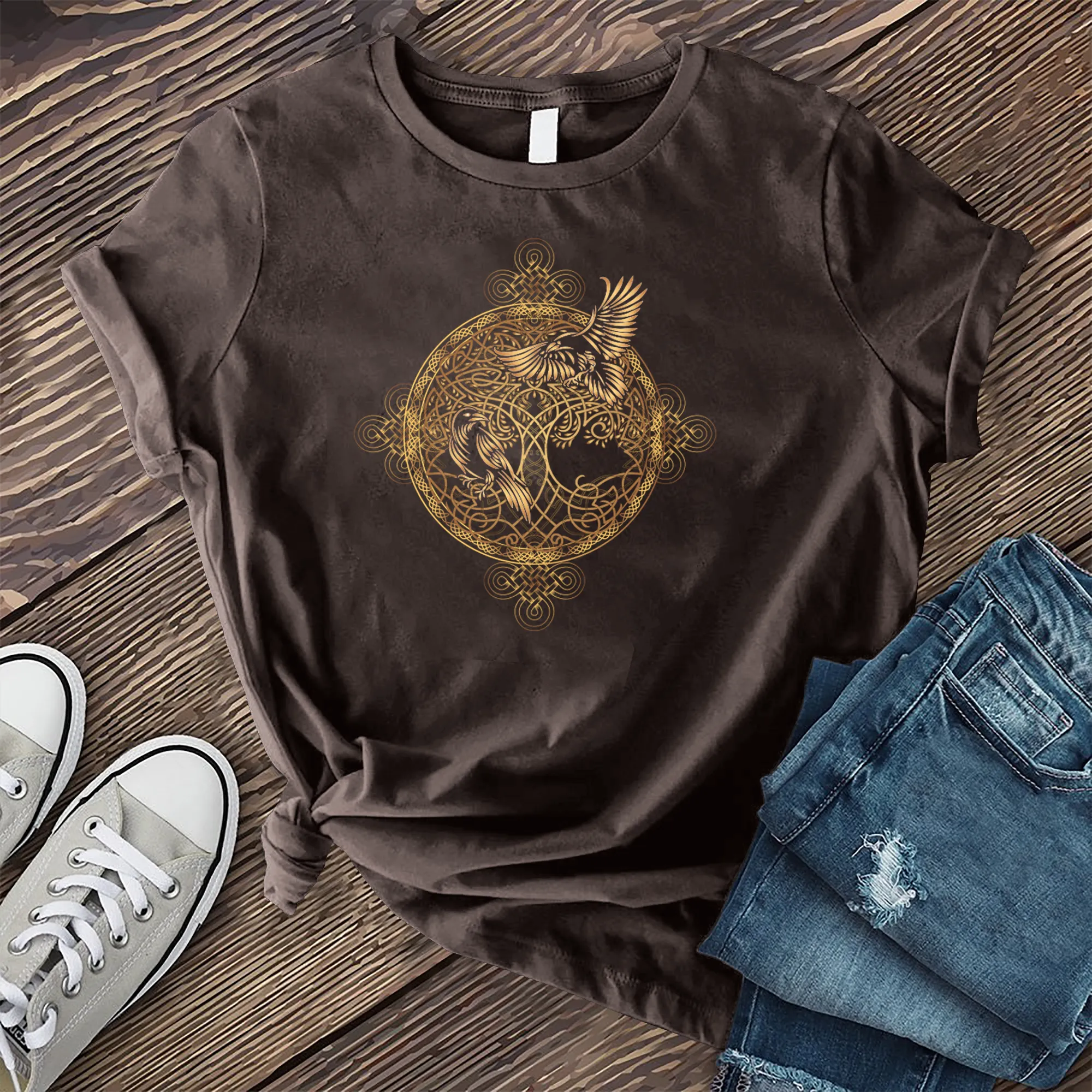 Gleaming Raven Mandala T-Shirt