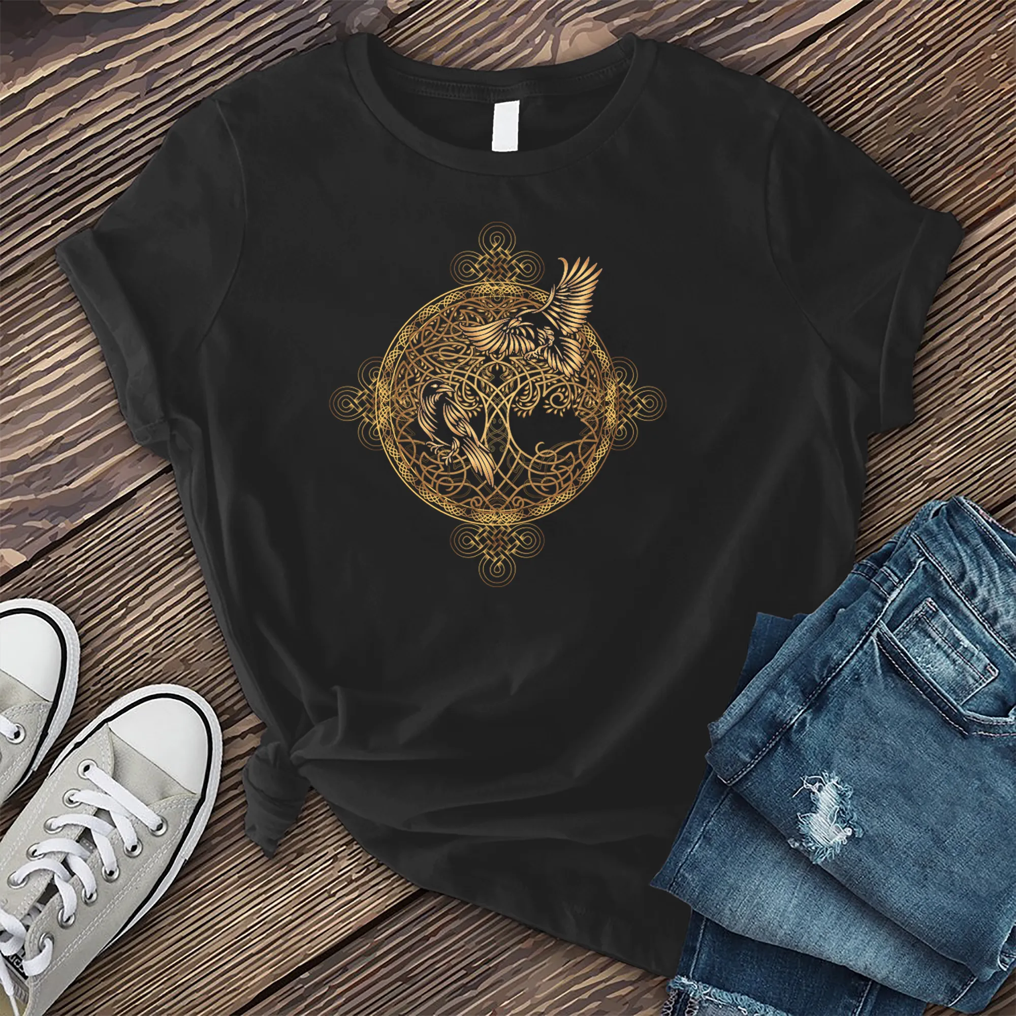 Gleaming Raven Mandala T-Shirt