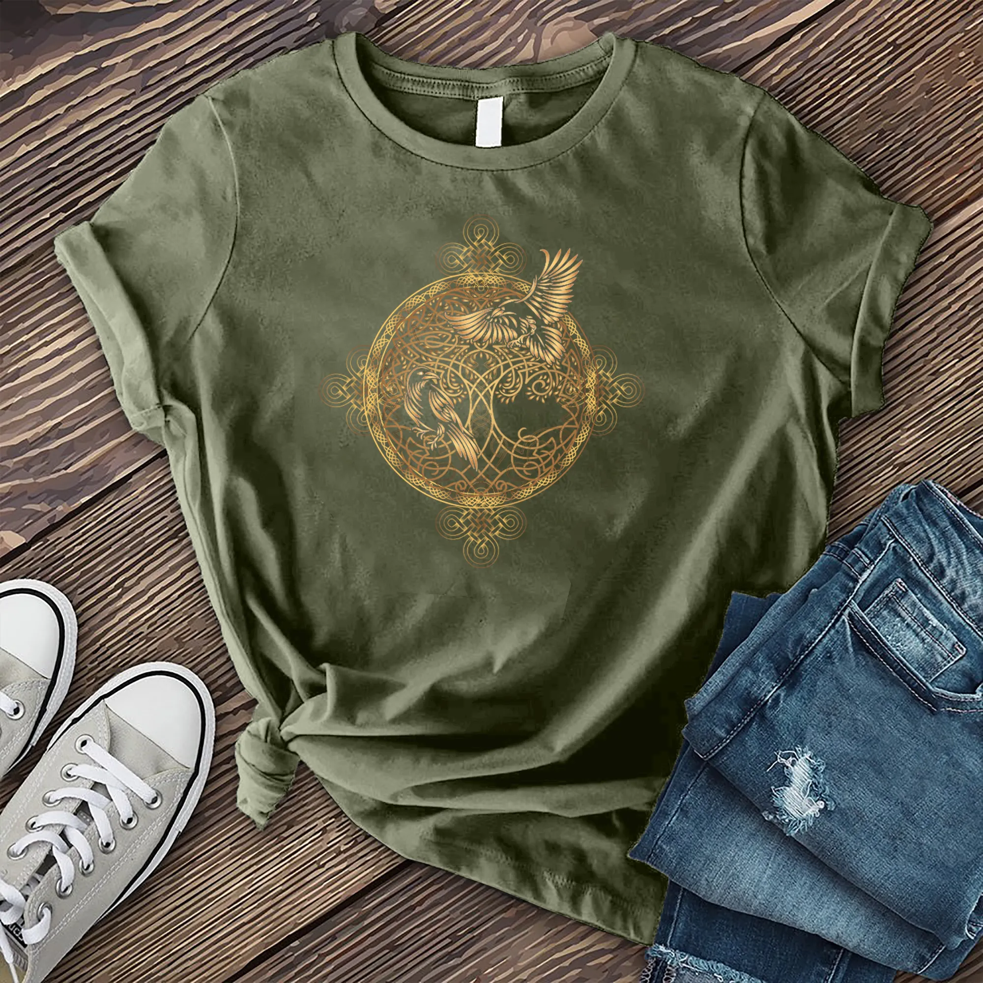 Gleaming Raven Mandala T-Shirt