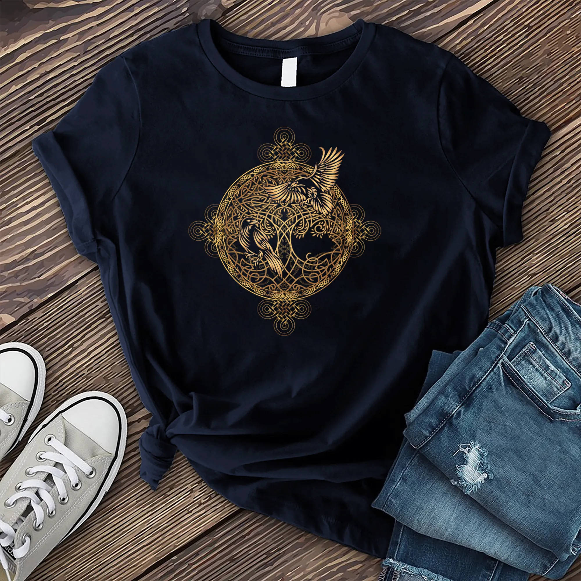 Gleaming Raven Mandala T-Shirt