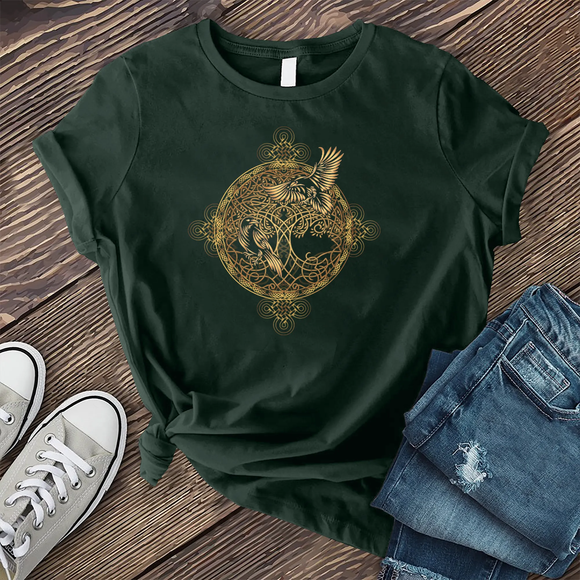 Gleaming Raven Mandala T-Shirt