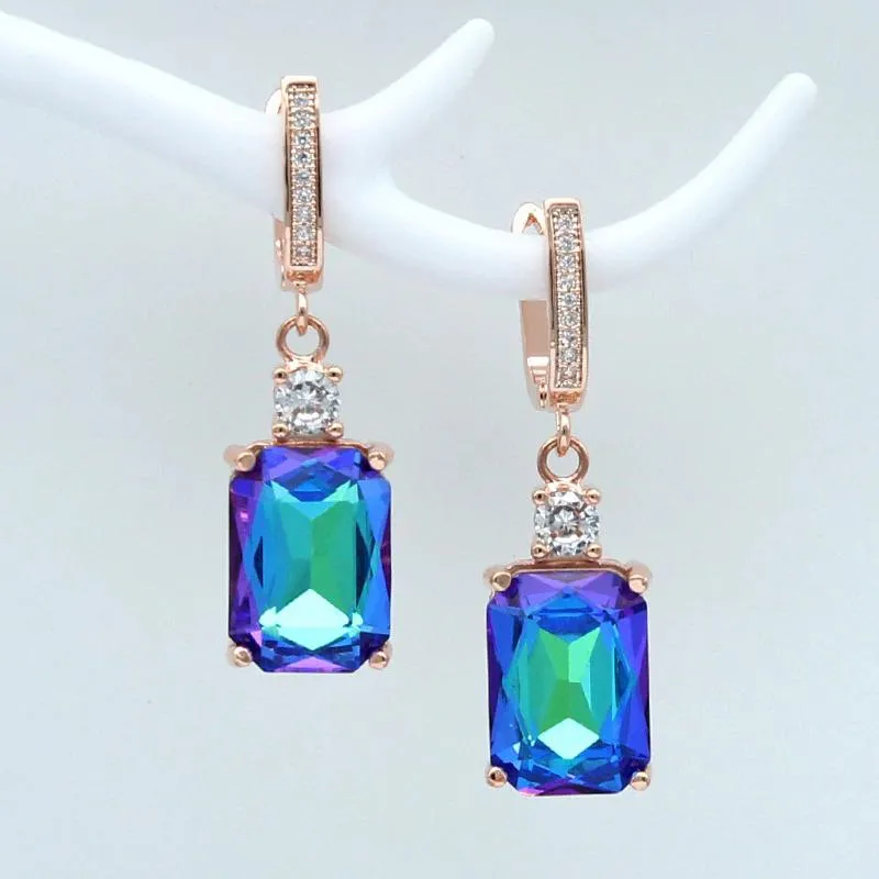 Gleaming Square Rhinestone Dangling Earrings
