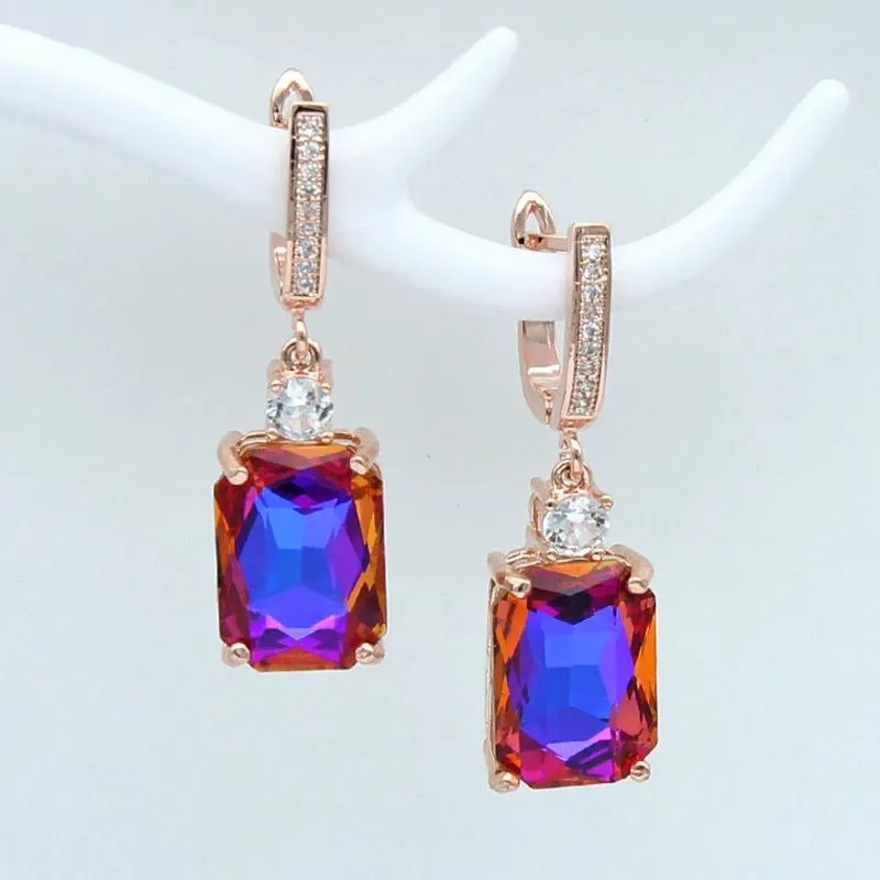 Gleaming Square Rhinestone Dangling Earrings