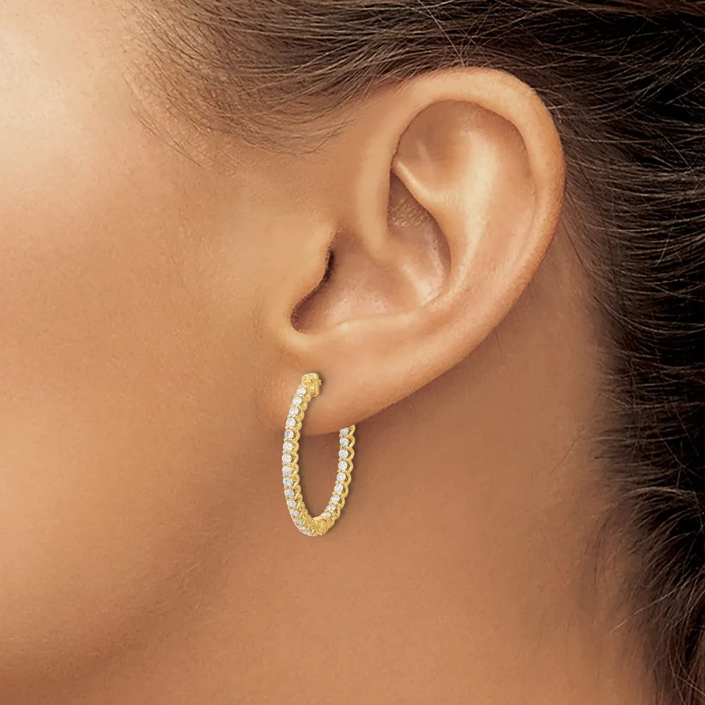 Gold 1.04ct Diamond 52-1.5mm In/Out Oval Hoop with Safety Clasp Earrings - Model XE3244AA