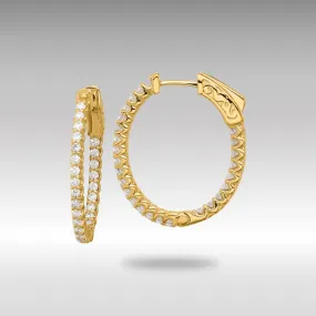 Gold 1.04ct Diamond 52-1.5mm In/Out Oval Hoop with Safety Clasp Earrings - Model XE3244AA